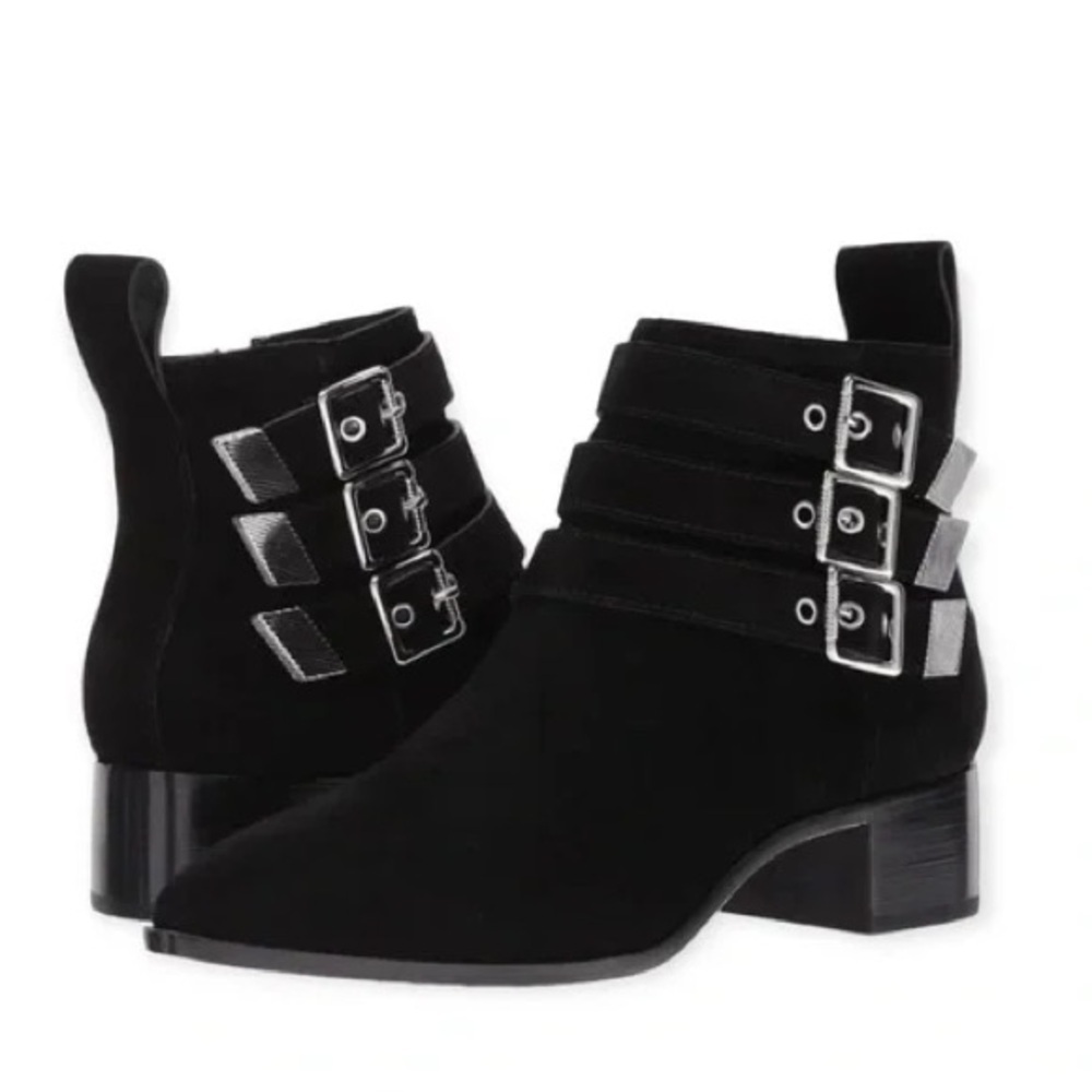 Loeffler Randall Moto Anke buckle boots suede black size 7